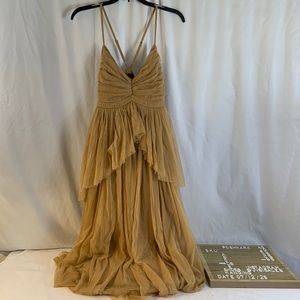 Nasty Gal Mustard Yellow Tulle Maxi Dress
